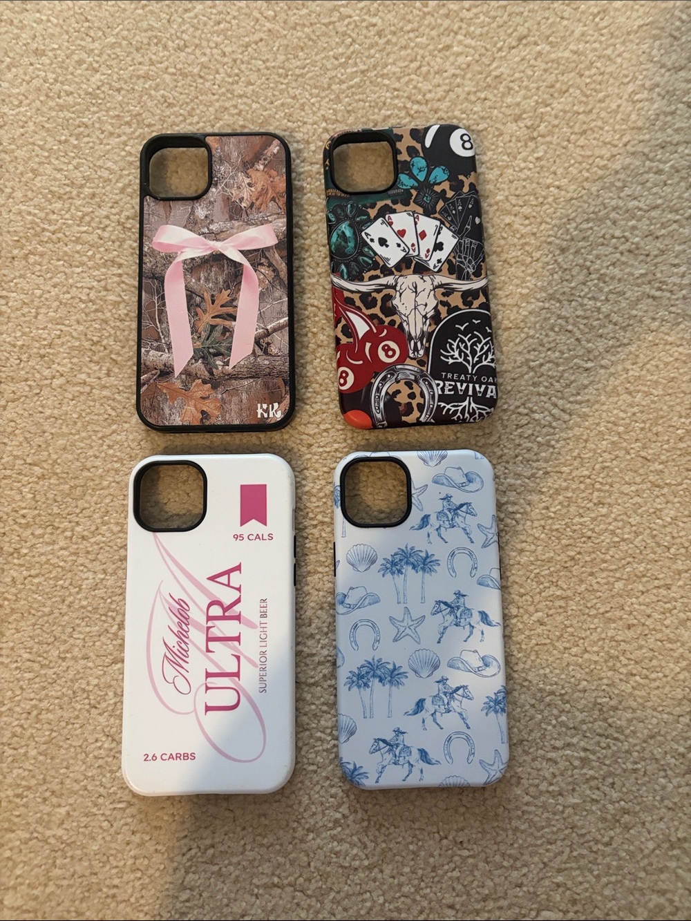 Assorted Printed iPhone 14 Plus Protective Case - Pink, Multicolor, White, Blue